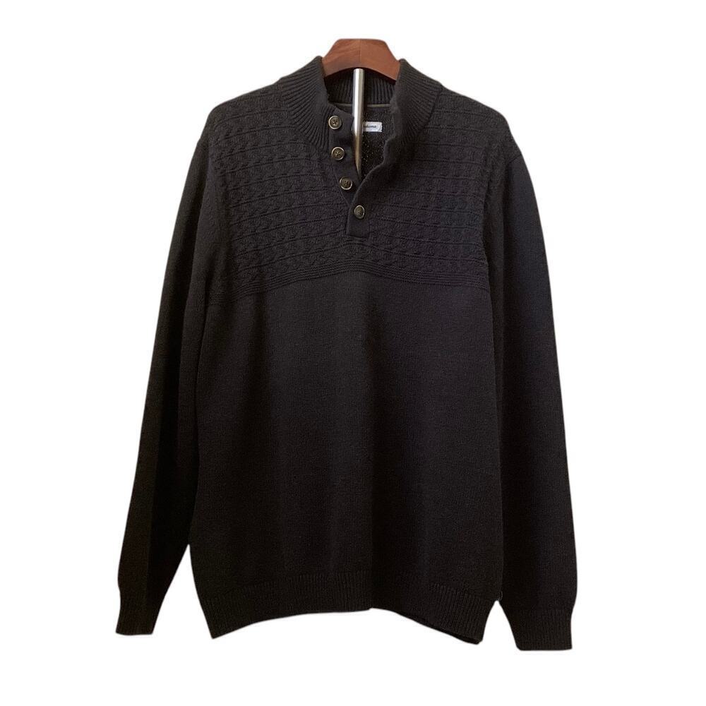 Tommy Bahama Sorentto Beach Button Mock Neck Dark Gray Sweater men’s XXL